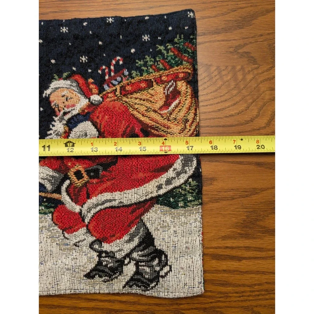 2 Reversible Christmas Placemats Tapestry Santa & Ornaments 17.5